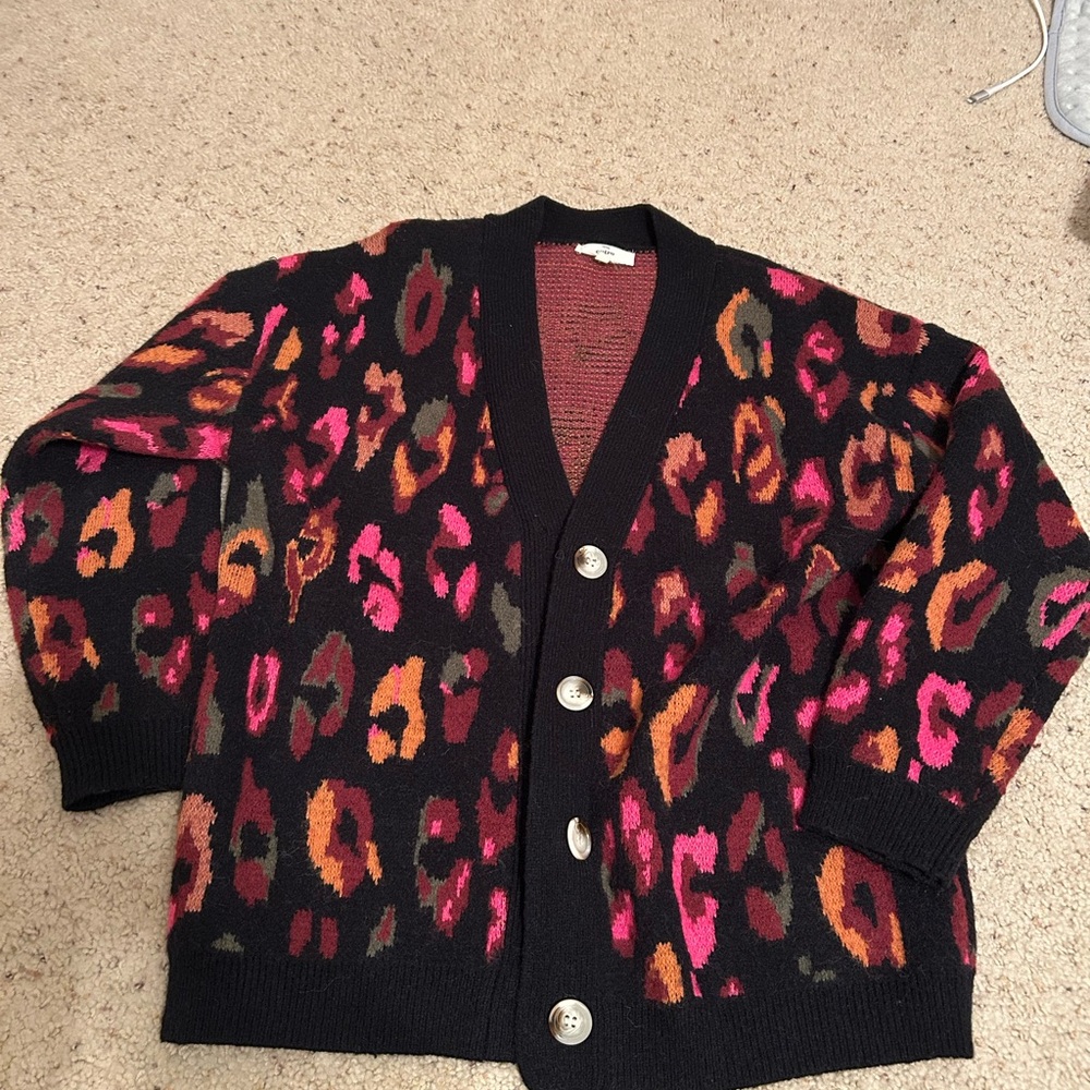 Leopard Print Cardigan with Button Closure